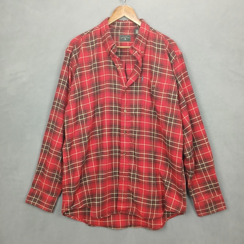 GH Bass & Co Shirt Mens XL Multicolor Plaid Cotton Flannel Back Box Button Down